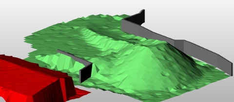 Eine 3D-Ansicht der erstellten REB-Datei im isl-Baustellenmanager