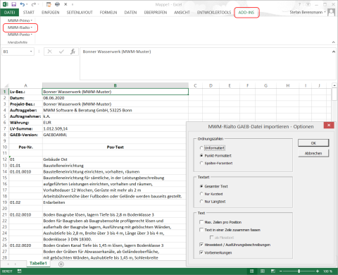 MS-Excel und MWM-Rialto-Makro